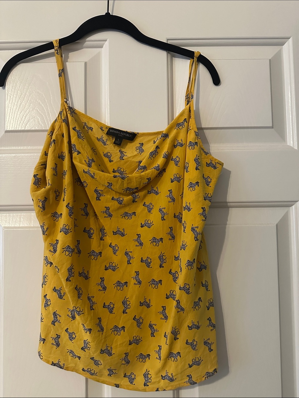 Banana Republic Yellow Zebra-Print Cowl Neck Camisole